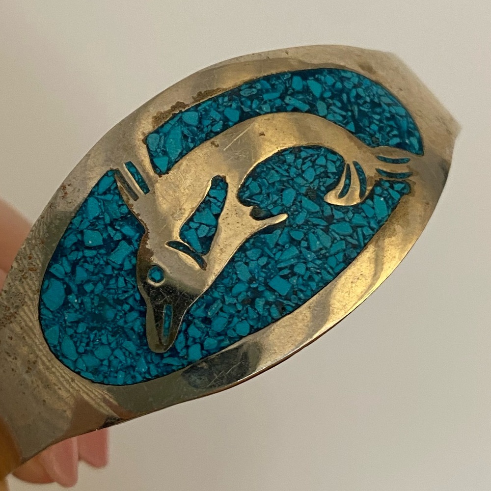 Silver Dolphin Turquoise Bracelet